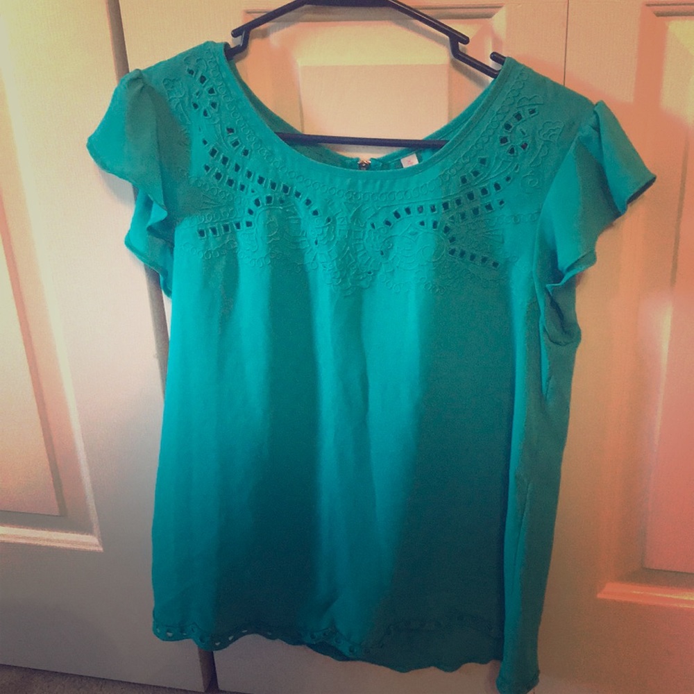 Teal capped sleeve women’s M blouse